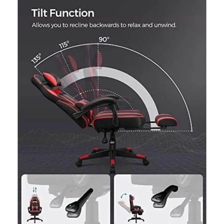 Songmics Ergonomische bureaustoel Zwart/Rood - 150 kg