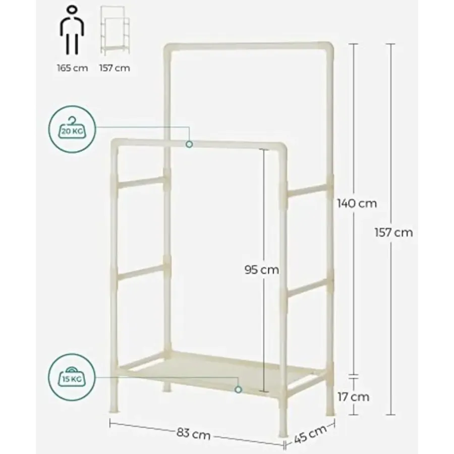 Kledingopbergers|Kledingrekken-Songmics Kledingrek - 88x44x154cm - ijzer/stof/kunststof
