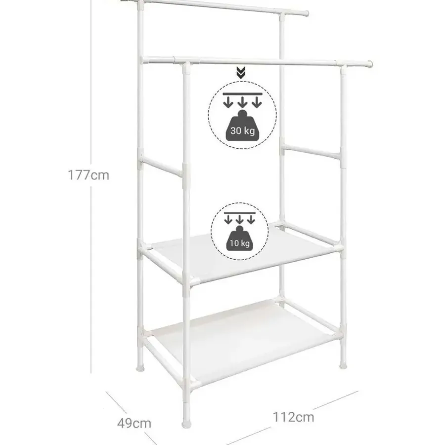 Songmics Metalen kledingstandaard belastbaar tot 70 kg, eenvoudige montage, 2