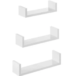 Wandrekken-Songmics Wandplankset Bogey - Kleine, middelgrote en grote wandplank - Wit