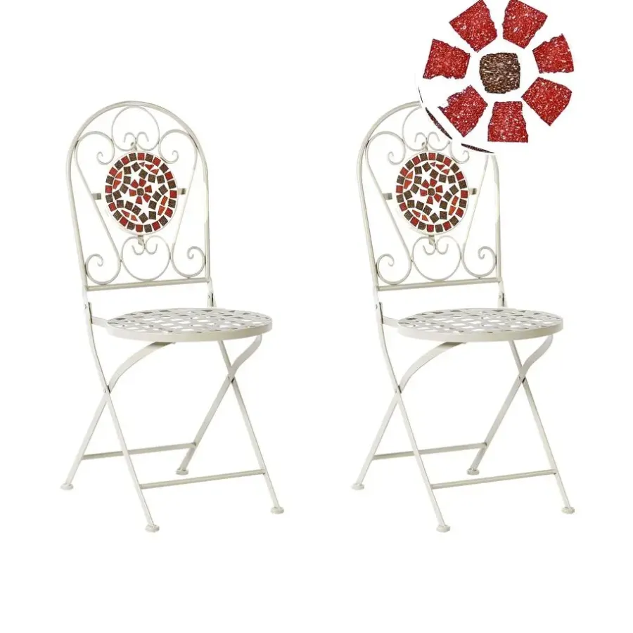 Bistro- & Balkonsets-Beliani SPELLO - Tuinstoel set van 2 - Wit - Metaal