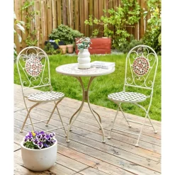 Bistro- & Balkonsets-Beliani SPELLO - Tuinstoel set van 2 - Wit - Metaal