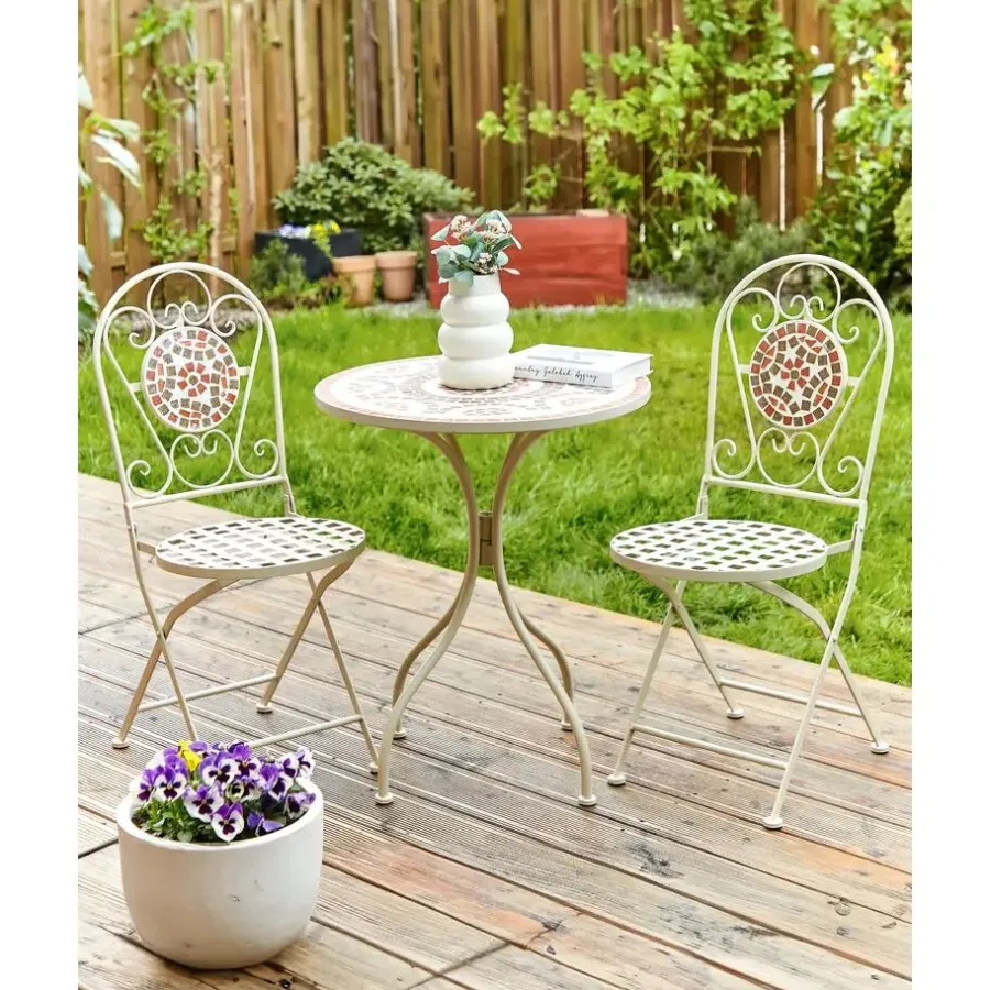 Bistro- & Balkonsets-Beliani SPELLO - Tuinstoel set van 2 - Wit - Metaal