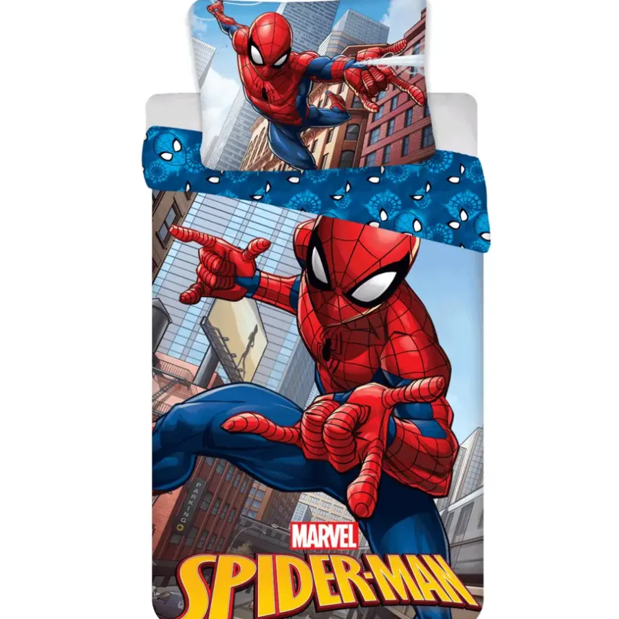 Spiderman Dekbedovertrek City - Eenpersoons - 140 x 200 cm - Katoen