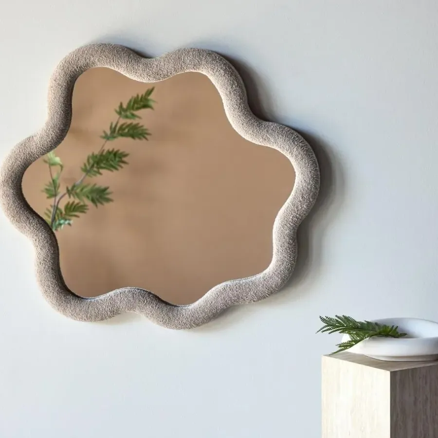 Spiegels-Fjôrd Spiegel Beige Bouclé - 70x70x3,5cm - Kungsbacka