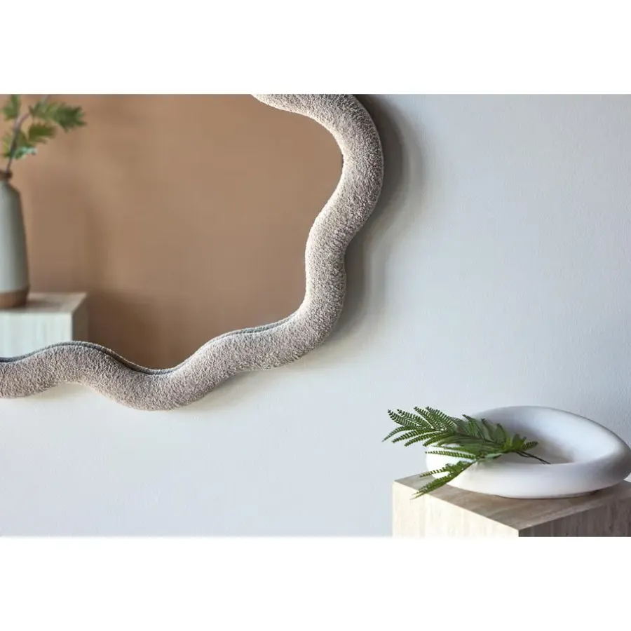Spiegels-Fjôrd Spiegel Beige Bouclé - 70x70x3,5cm - Kungsbacka