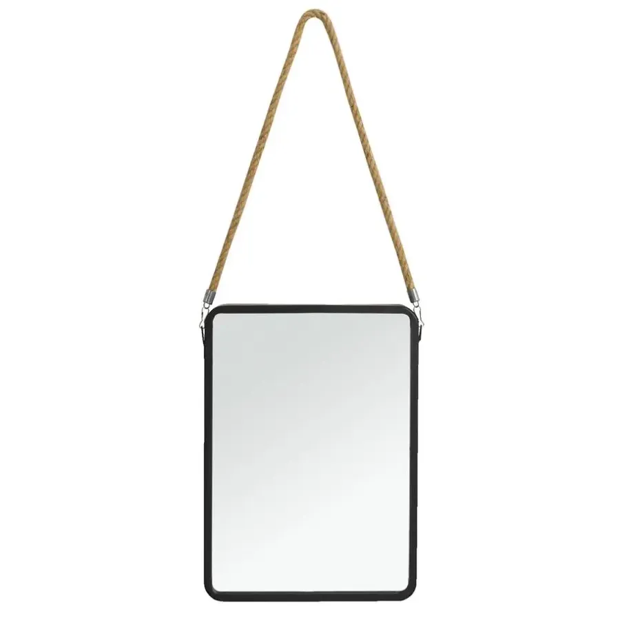 Leen Bakker Spiegel Jonas - zwart - 40x25x3 cm