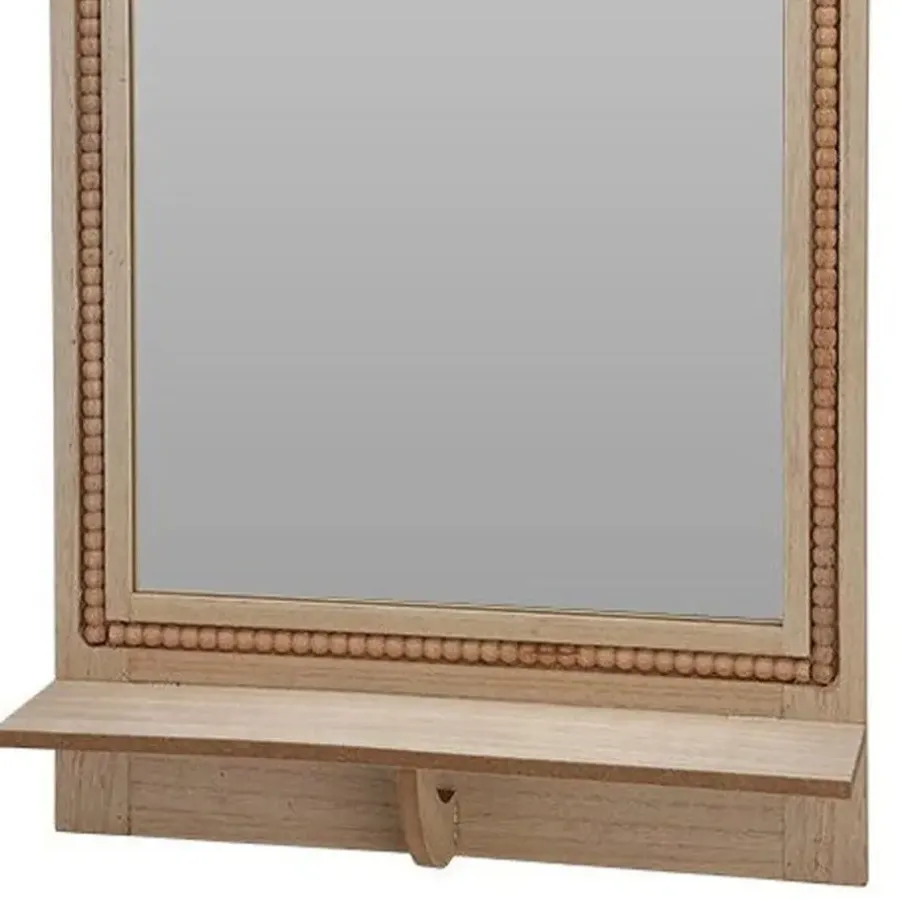 Spiegels-Merkloos Spiegel met plank - vierkant - MDF - kralen rand - 40 x 10 x 60cm