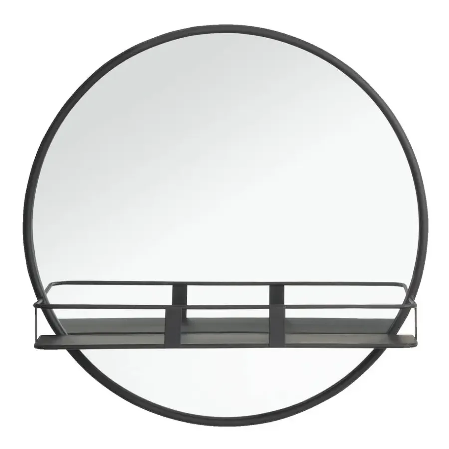 Leen Bakker Spiegel met plateau Roel - zwart - 12xØ50 cm