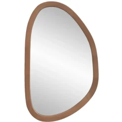 Leen Bakker Spiegel Organic - antraciet/bruin - hout - 58x37x2 cm