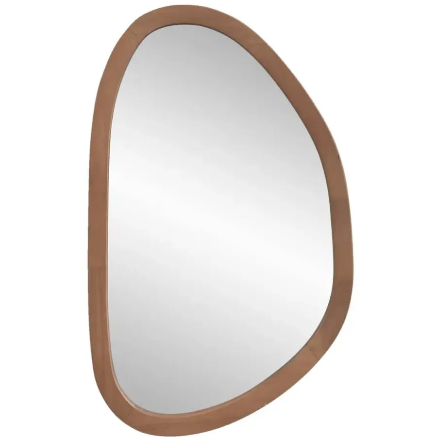 Leen Bakker Spiegel Organic - antraciet/bruin - hout - 58x37x2 cm