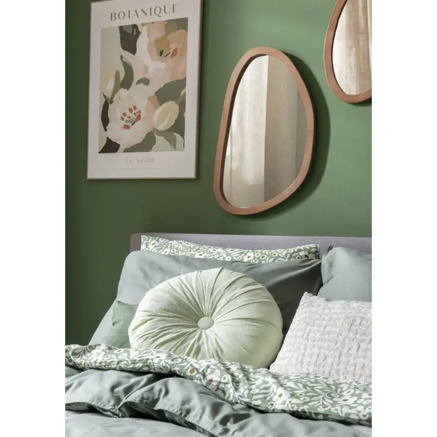 Leen Bakker Spiegel Organic - antraciet/bruin - hout - 58x37x2 cm