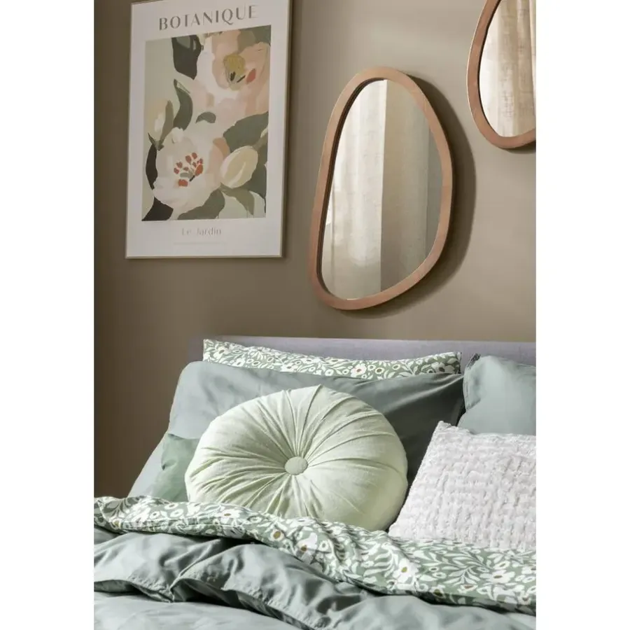 Leen Bakker Spiegel Organic - antraciet/bruin - hout - 58x37x2 cm
