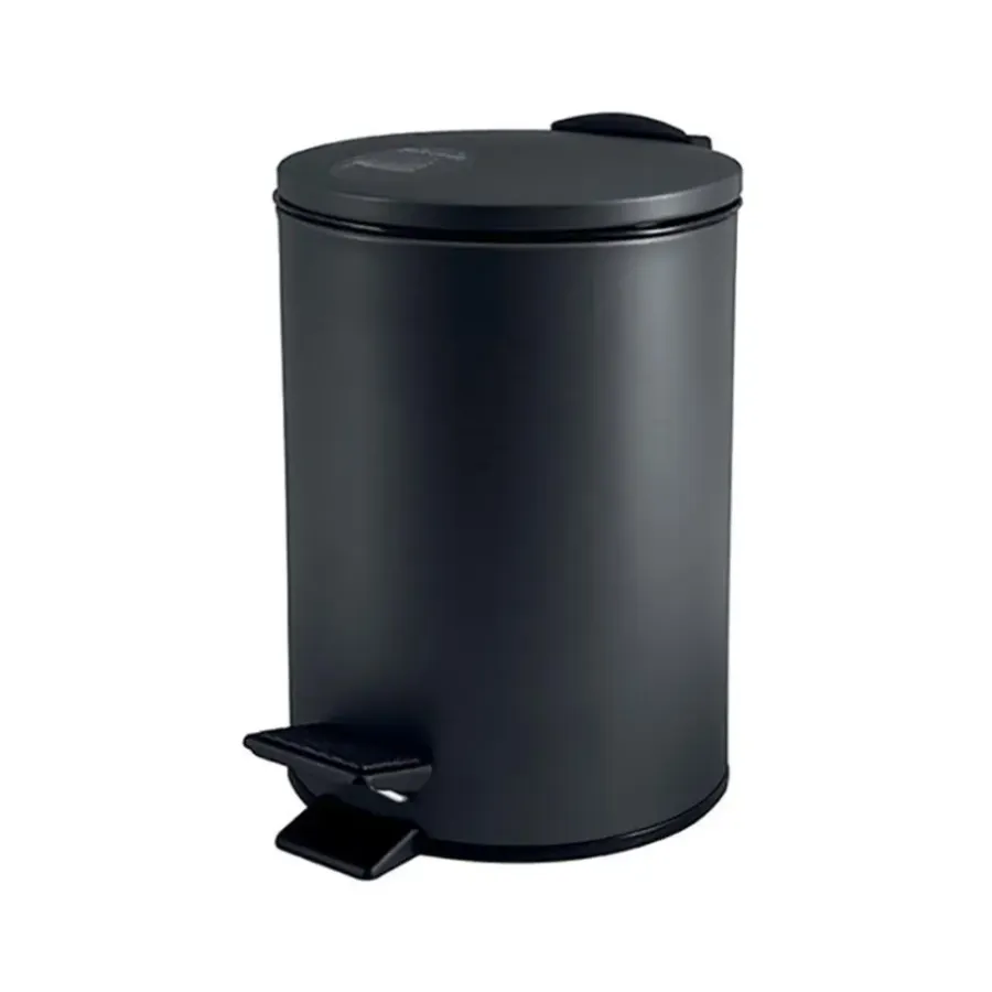 Spirella Pedaalemmer Cannes - zwart - 3L - metaal - 17 x 25 cm