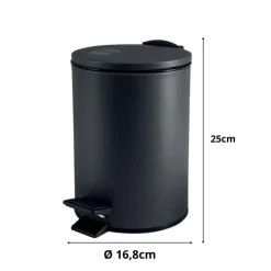 Spirella Pedaalemmer Cannes - zwart - 3L - metaal - 17 x 25 cm