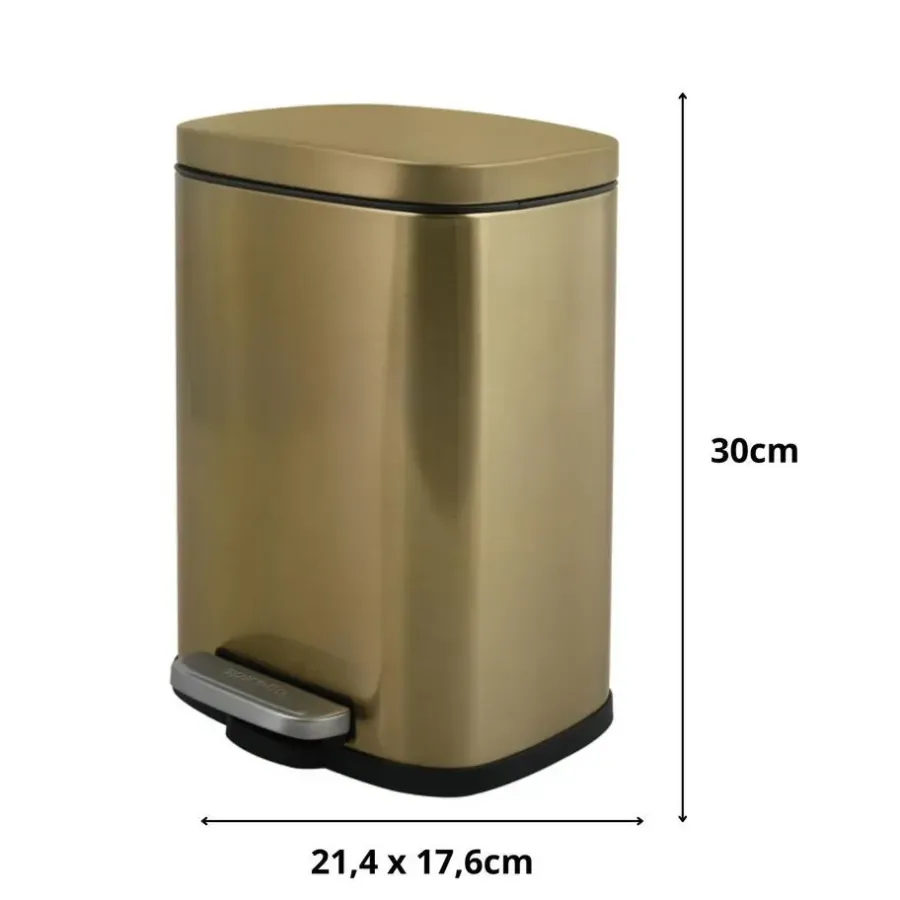 Prullenbakken-Spirella Pedaalemmer Venice - mat goud - 5L - metaal - 21 x 30 cm