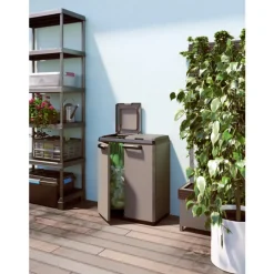 Prullenbakken-Keter Split basic - 68x39x85 cm - donker grijs/zwart