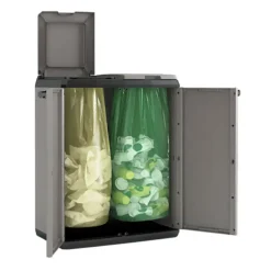 Prullenbakken-Keter Split basic - 68x39x85 cm - donker grijs/zwart