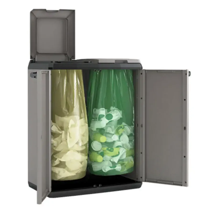 Prullenbakken-Keter Split basic - 68x39x85 cm - donker grijs/zwart