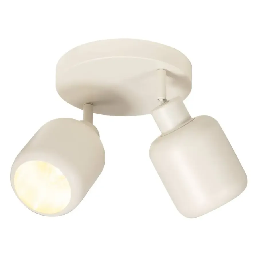 Leen Bakker 2-spot Mosi E14 - beige metaal - Ø11x24 cm