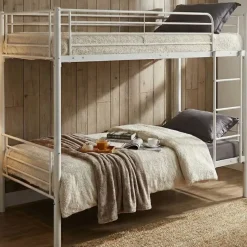 Emob Exclusive Stapelbed Dixie 90x200cm - metaal - mat wit