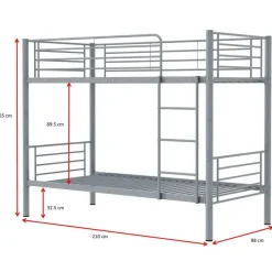 Emob Exclusive Stapelbed Dixie 90x200cm - metaal - mat grijs