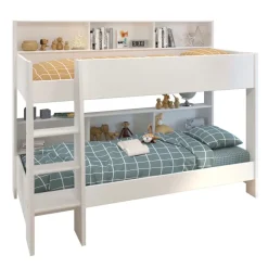 Leen Bakker Stapelbed Leo - wit/eiken - 90x200 cm