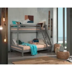 Vipack Stapelbed Triple 3-persoons hout - grijs