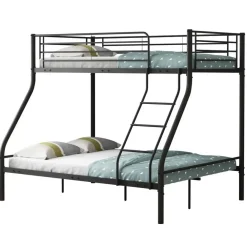 Kinderbedden-Emob Exclusive Stapelbed Trixie 90x200 & 140x200 - metaal - mat zwart