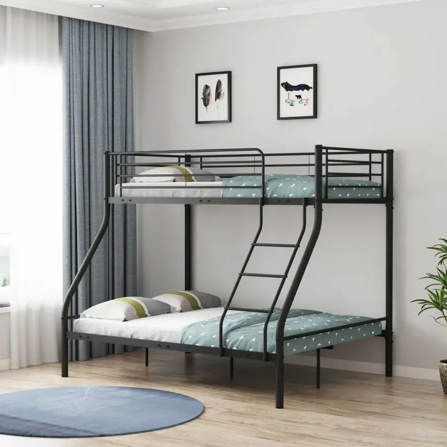 Kinderbedden-Emob Exclusive Stapelbed Trixie 90x200 & 140x200 - metaal - mat zwart