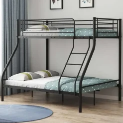 Kinderbedden-Emob Exclusive Stapelbed Trixie 90x200 & 140x200 - metaal - mat zwart