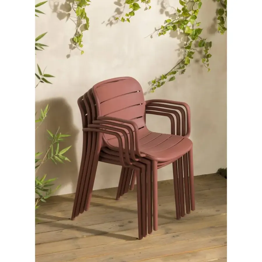Tuinstoelen-Leen Bakker Stapelstoel Nice - kunststof/terracotta
