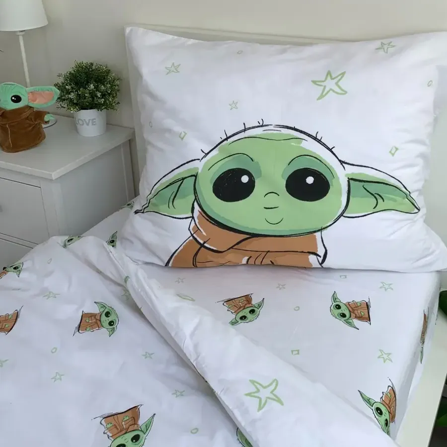 Kinderdekbedovertrekken-Star Wars Dekbedovertrek Baby Yoda - Eenpersoons - 140 x 200 cm - Katoen