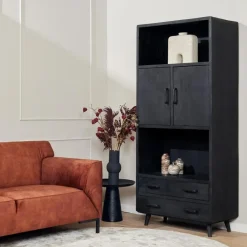 Boekenkasten|Boekenkasten-StarFurn - Boekenkast Omaha Black - 90 cm - zwart