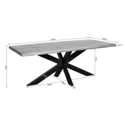 Rechthoekige Eettafels-Starfurn - Boomstamtafel Denver - Bruin - 100x220x76 cm
