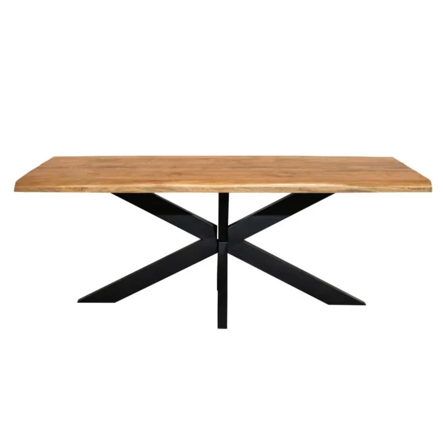 Rechthoekige Eettafels|Houten Eettafels-Starfurn - Boomstamtafel Denver - Bruin - 100x200x76 cm