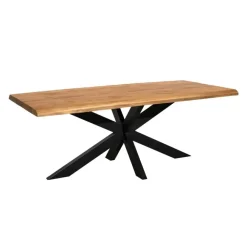 Rechthoekige Eettafels|Houten Eettafels-Starfurn - Boomstamtafel Denver - Bruin - 100x200x76 cm