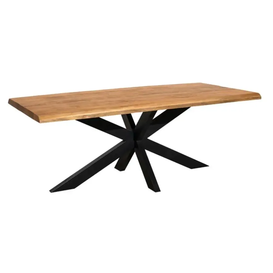 Rechthoekige Eettafels-Starfurn - Boomstamtafel Denver - Bruin - 100x300x76 cm