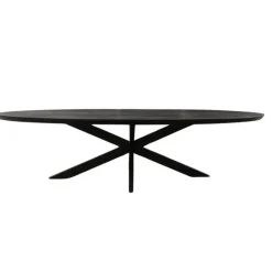 Houten Eettafels|Ovale Eettafels-Starfurn - Eettafel Brandy - Zwart - 120x300x76 cm