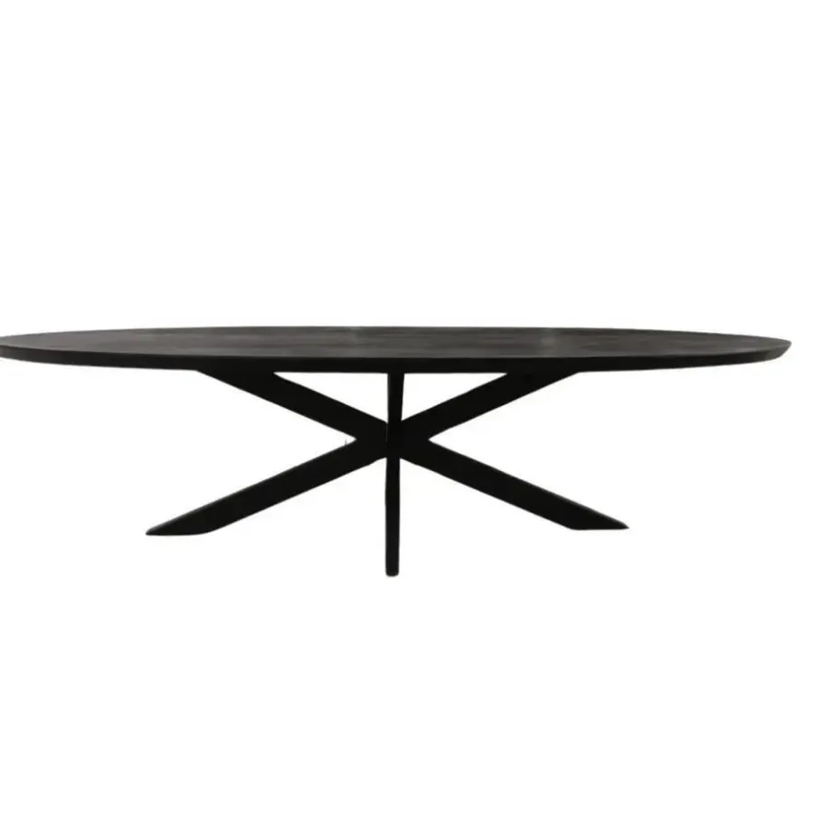 Houten Eettafels|Ovale Eettafels-Starfurn - Eettafel Brandy - Zwart - 120x300x76 cm