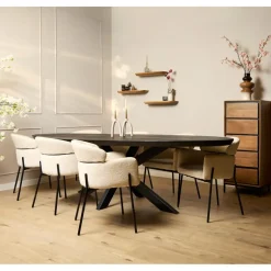 Houten Eettafels|Ovale Eettafels-Starfurn - Eettafel Brandy - Zwart - 110x240x76 cm