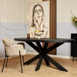 Ovale Eettafels-StarFurn - Eettafel Denver 160 cm ovaal - zwart