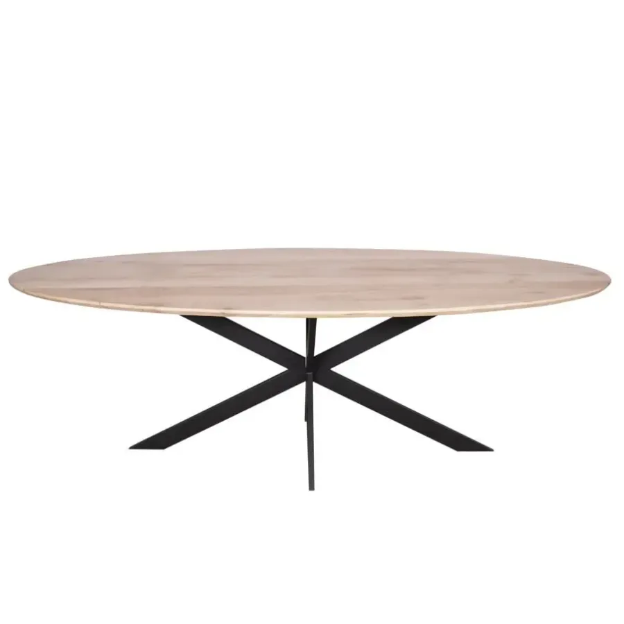 Ovale Eettafels-Starfurn - Eettafel Ferris - Bruin - 110x240x76 cm
