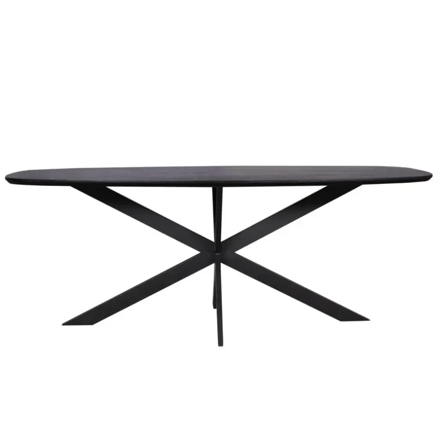 Ovale Eettafels-Starfurn - Eettafel Ferris - Zwart - 100x200x76 cm