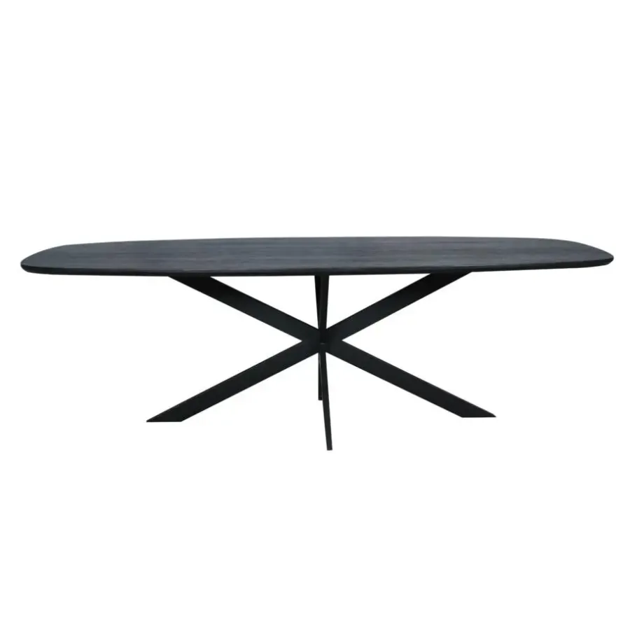 Ovale Eettafels-Starfurn - Eettafel Ferris - Zwart - 100x200x76 cm
