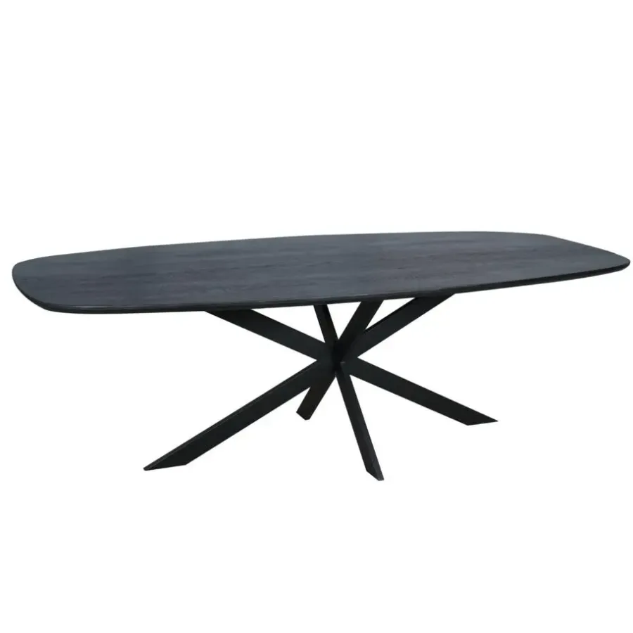 Ovale Eettafels-Starfurn - Eettafel Ferris - Zwart - 100x200x76 cm