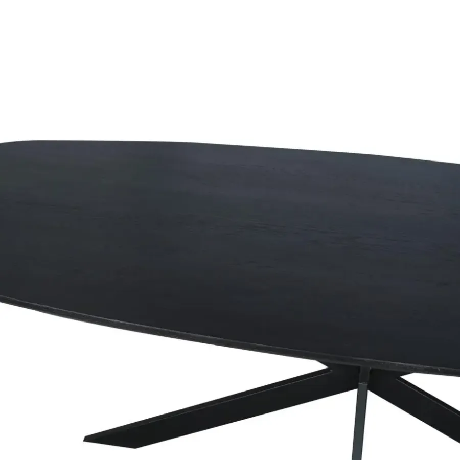 Ovale Eettafels-Starfurn - Eettafel Ferris - Zwart - 100x200x76 cm