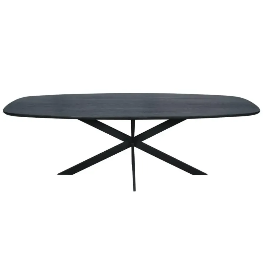Ovale Eettafels-Starfurn - Eettafel Ferris - Zwart - 100x200x76 cm