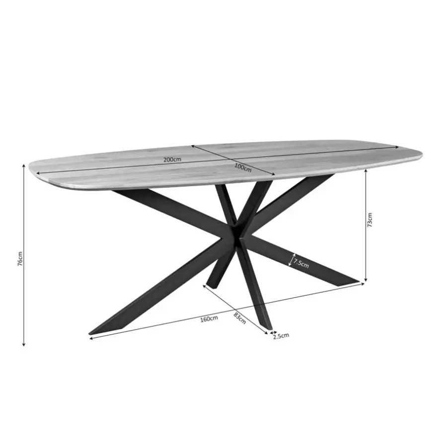 Houten Eettafels|Ovale Eettafels-Starfurn - Eettafel Ferris - Bruin - 100x200x76 cm