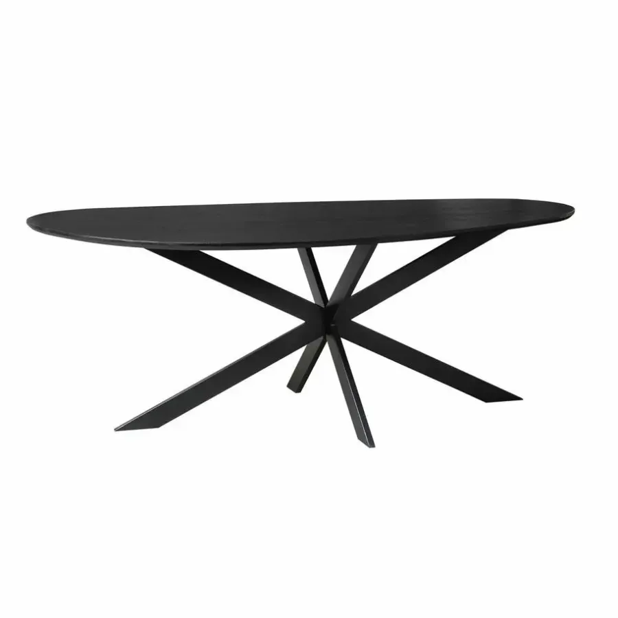 Houten Eettafels-Starfurn - Eettafel Lou - Zwart - 84x180x76 cm